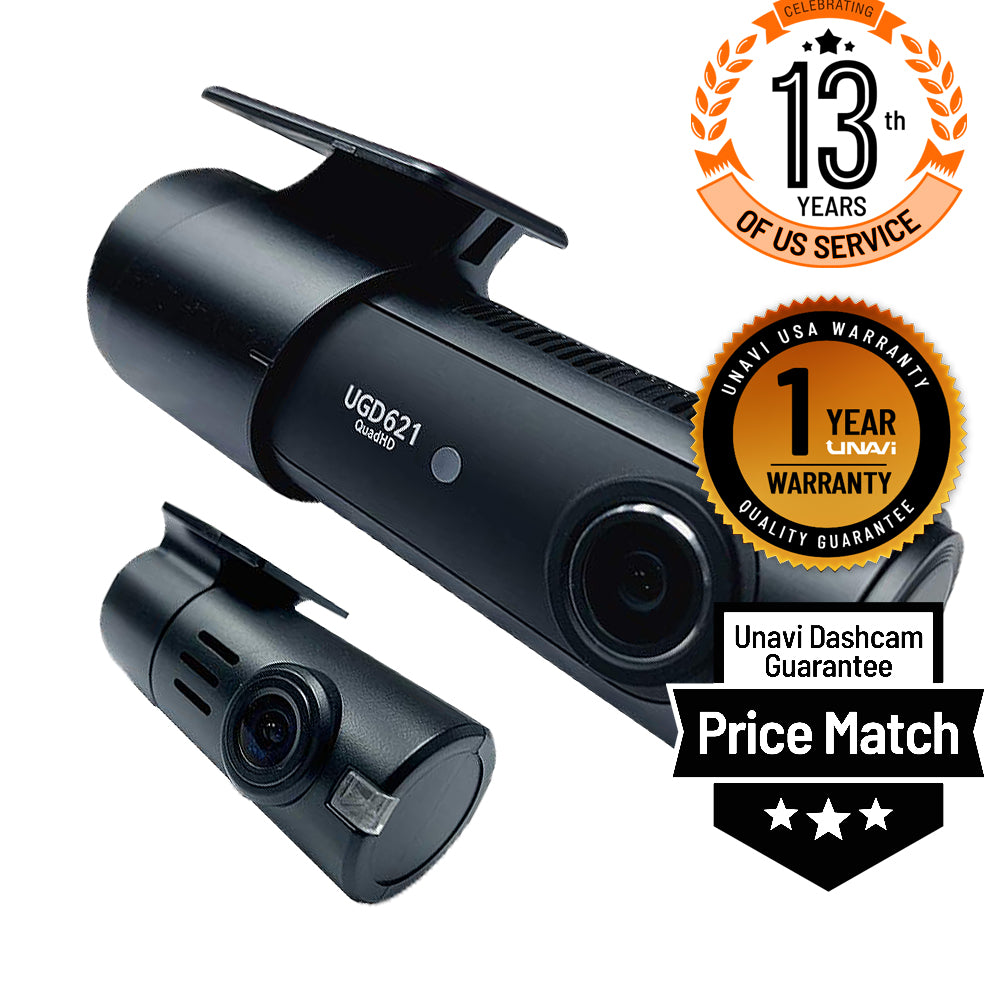 UNAVI UGD621 | 2 Channel Dash Cam | 2K QHD | Built-in Wi-Fi | GPS Compatible | 32 GB SD Card - UNAVI USA, Inc.