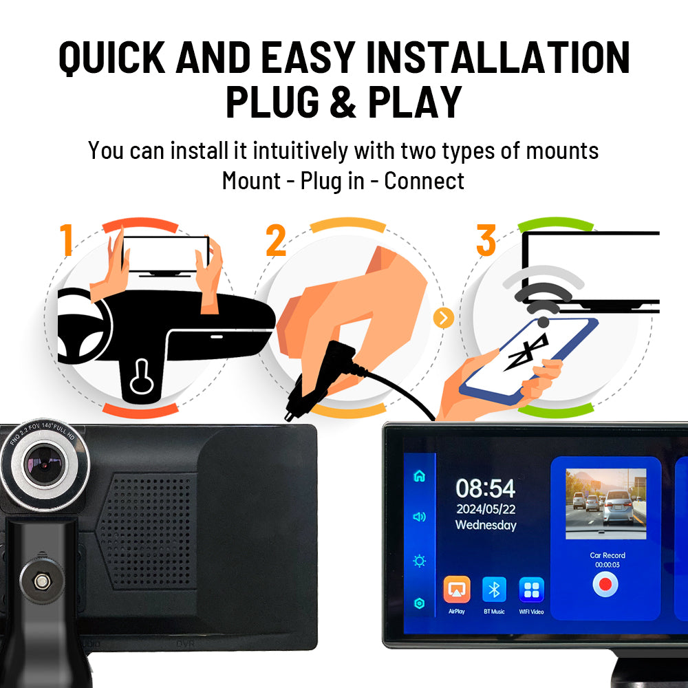 Wireless Portable On-dash CarPlay & Android Auto 11.26 inch FHD Car Stereo - "Unavi AnyWay Go U-8801"