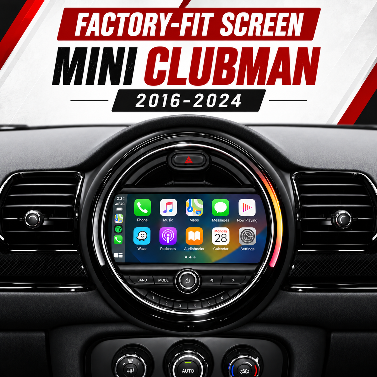 Unavi 9" Factory-Fit Screen for MINI Clubman F54 (2016-2024) | Wireless CarPlay & Android Auto | Screen Replacements