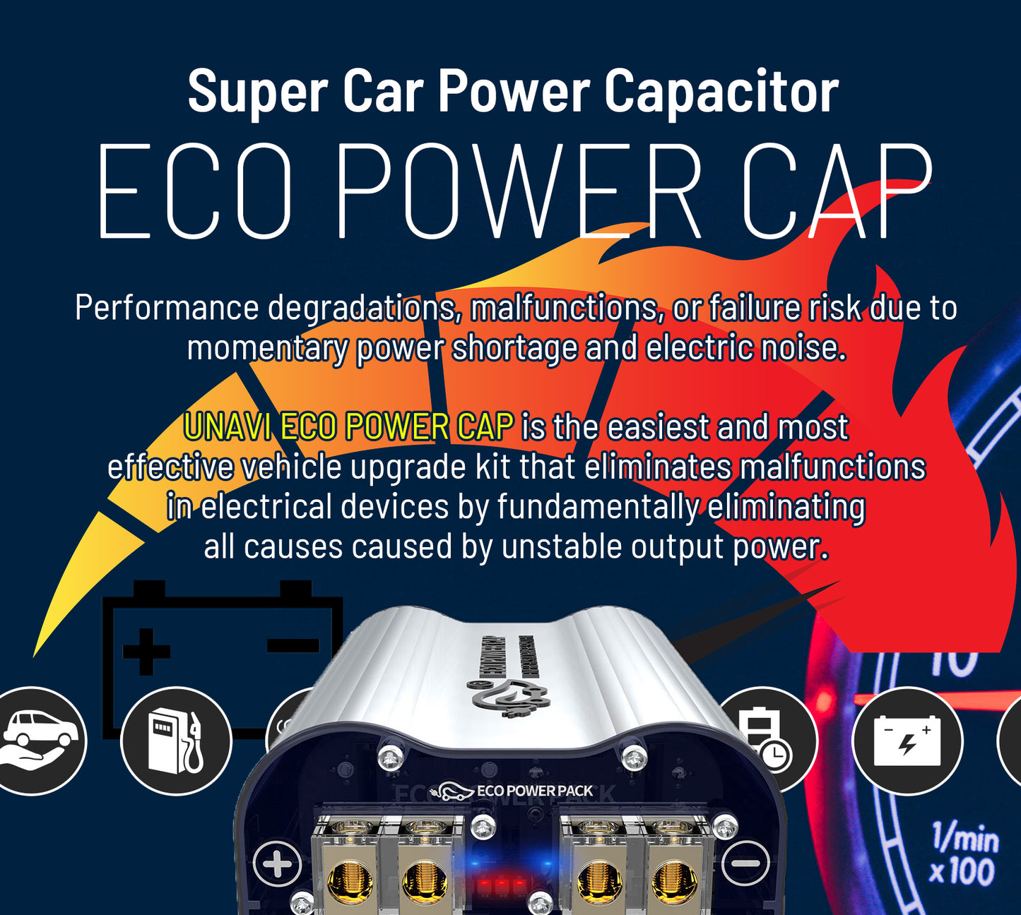 Mother's Day Sale: Car Super Capacitor for improves of acceleration reaction and car audio sound - Unavi Eco Power Cap