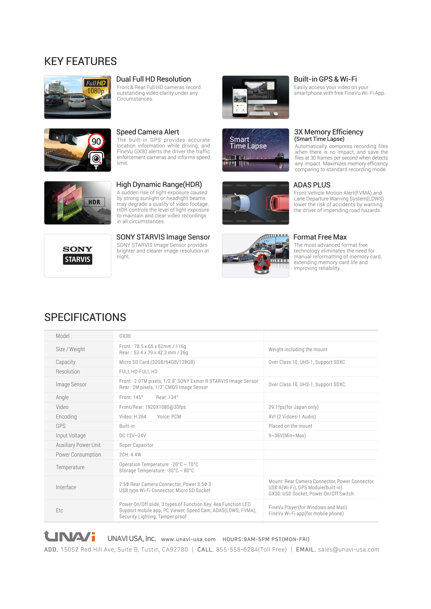 FineVu GX30 | 2 Channel Dash Cam | Full HD | GPS & WiFi built-in | 32 GB SD Card