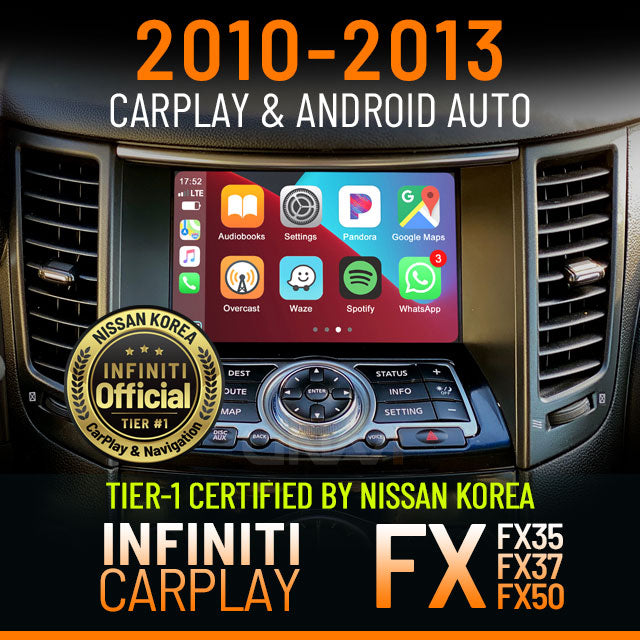 infiniti fx35 fx37 fx50 wireleviss carplay & android auto retrofit installation by Unavi