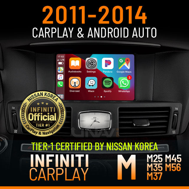 infiniti m25 m35 m37 m45 m56 wireless carplay & android auto retrofit installation by Unavi