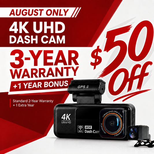 [August Only: 3-Year Warranty] LOOKING LE200 4K Front + 2K Rear Dash Cam with 3.2” Rearview Display & Built-in GPS