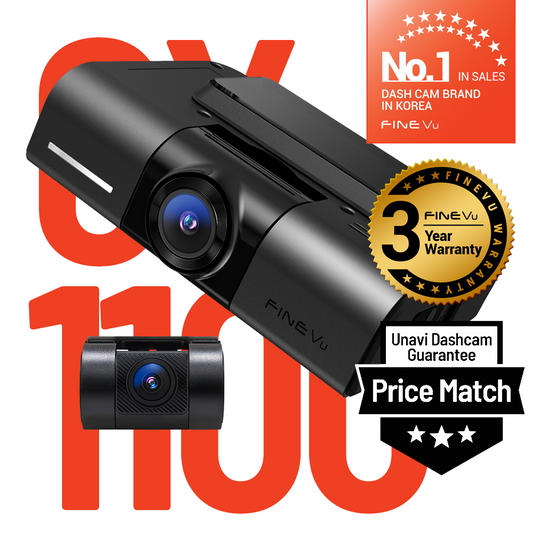 FineVu GX1100 Dual 2K QHD Dash Cam - Non-LCD Discrete Front & Rear Car Camera, Built-in GPS/Bluetooth/5GHz Wi-Fi, Cloud Auto-Upload & Smart Parking Mode