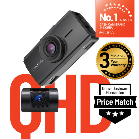 Unavi FineVu GX35 Dash Cam | Front & Rear | QHDxFHD | Super Compact Size with SONY Starvis 2 Sensor