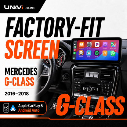 Unavi 12.3" Factory-Fit Screen for Mercedes-Benz G-Class G-Wagon (2019-2024 W463A) | Wireless CarPlay & Android Auto | Ultra-Narrow Bezel Linux HD Touchscreen