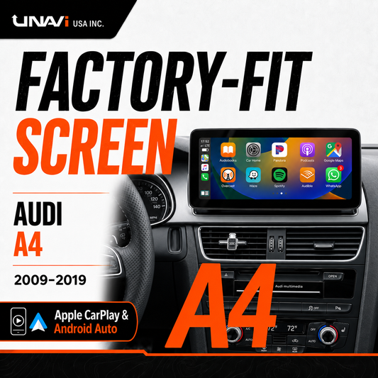 Unavi 12.3" Factory-Fit Screen for Audi A4 / S4 / Allroad (2009-2019) | Wireless CarPlay & Android Auto | Linux HD Touchscreen