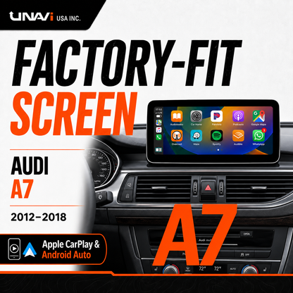 Unavi 12.3" Factory-Fit Screen for Audi A7 / S7 / RS7 (2012-2018 C7 C7.5) | Wireless CarPlay & Android Auto | Linux HD Touchscreen