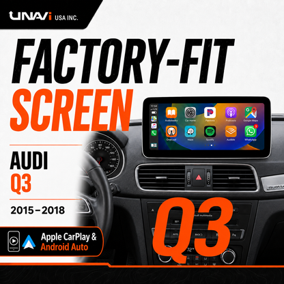 Unavi 12.3" Factory-Fit Screen for Audi Q3 (2015-2018 8U) | Wireless CarPlay & Android Auto | Linux HD Touchscreen