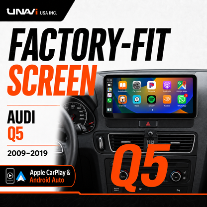 Unavi 12.3" Factory-Fit Screen for Audi Q5 / SQ5 (2009-2019 8R FY) | Wireless CarPlay & Android Auto | Linux HD Touchscreen