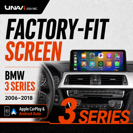 UNAVI Factory-Fit 12.3" Touch Screen Upgrade for 2006-2018 BMW 3 Series | Wireless Apple CarPlay & Android Auto