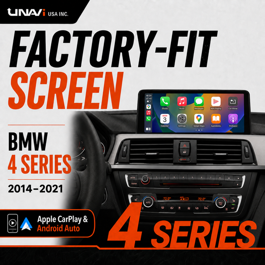 UNAVI Factory-Fit 10.25" / 12.3" Touch Screen Upgrade for 2014-2021 BMW 4 Series | Wireless Apple CarPlay & Android Auto (NBT / EVO)