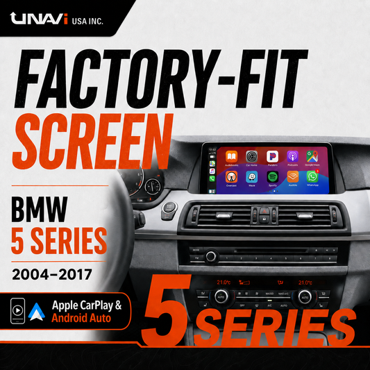 Unavi 12.3" Factory-Fit Screen for BMW 5 Series (2004-2017) | Wireless CarPlay & Android Auto | Linux HD Touchscreen