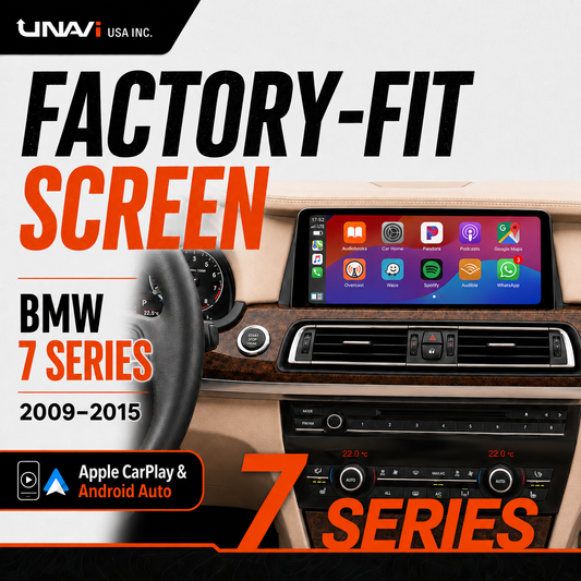 Unavi 12.3" Factory-Fit Screen for BMW 7 Series (2009-2015) | Wireless CarPlay & Android Auto | Linux HD Touchscreen