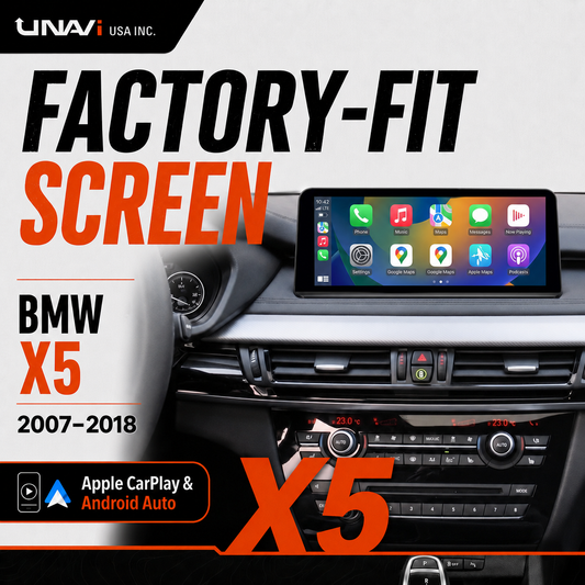 UNAVI Factory-Fit 10.25" / 12.3" Touch Screen Replacement for 2007-2018 BMW X5 | Wireless Apple CarPlay & Android Auto (CCC/CIC/NBT)