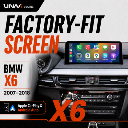 Unavi 12.3" Factory-Fit Screen for BMW X6 (2007-2018) | Wireless CarPlay & Android Auto | Linux HD Touchscreen