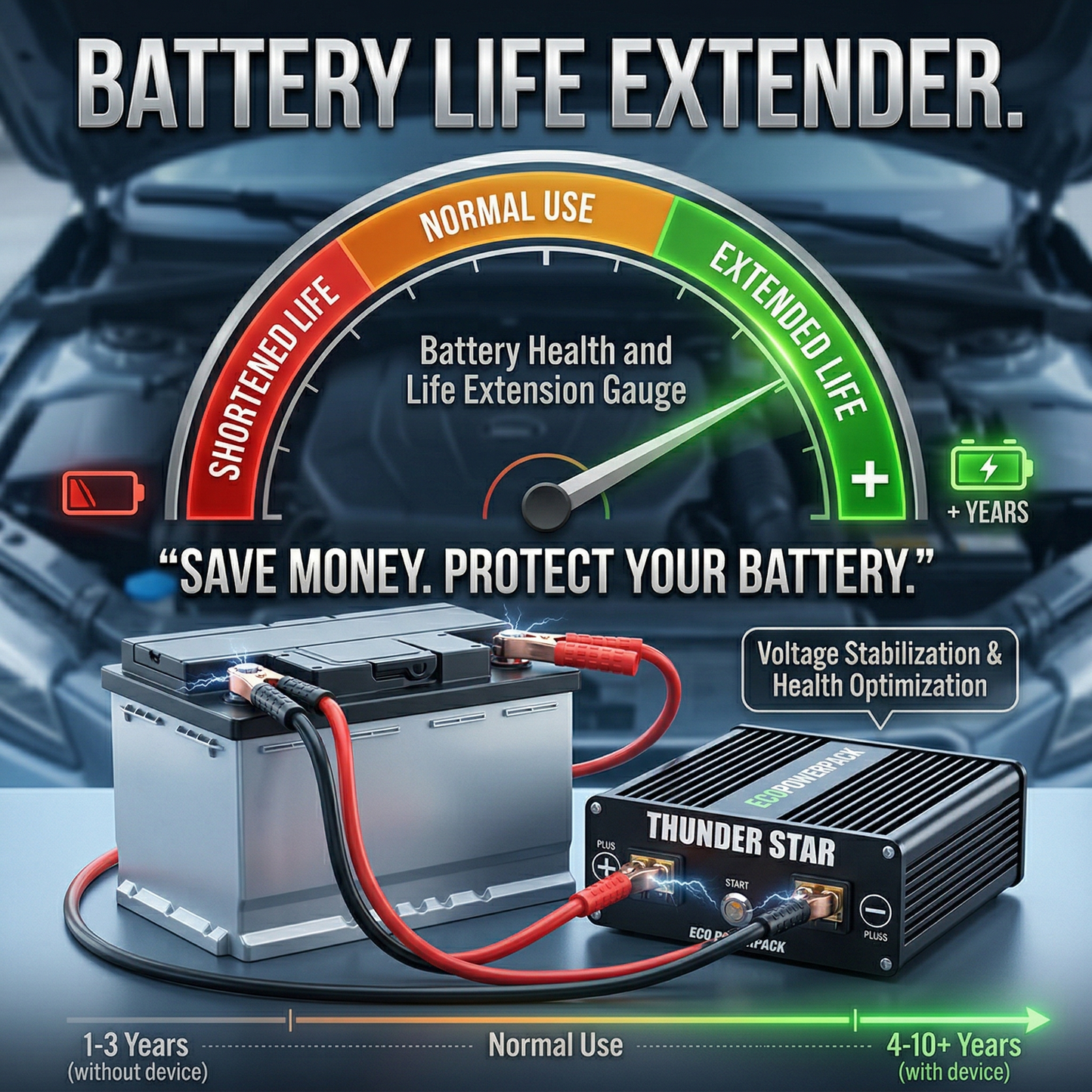 [Sale] Eco Power Cap Thunder Star Car Supercapacitor - Automotive Battery Stabilizer for Improved Engine Performance & Cold Start