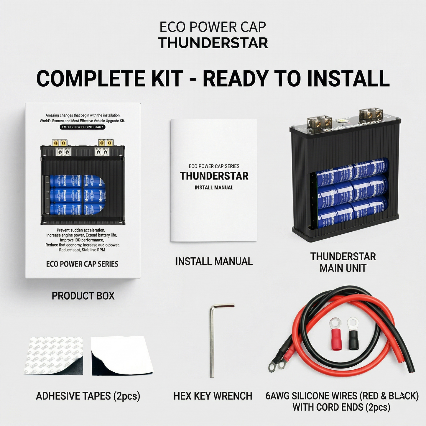[Sale] Eco Power Cap Thunder Star Car Supercapacitor - Automotive Battery Stabilizer for Improved Engine Performance & Cold Start