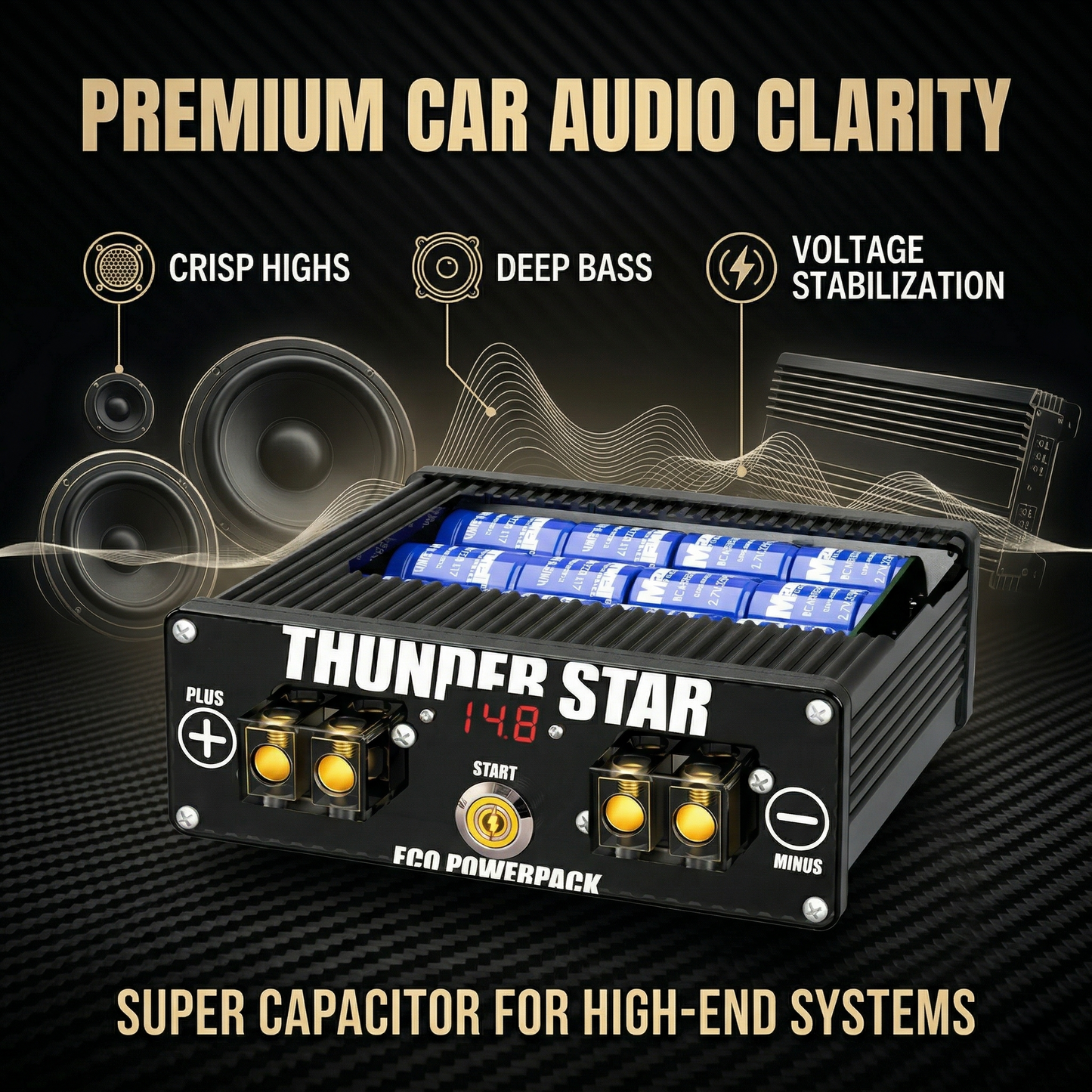 [Sale] Eco Power Cap Thunder Star Car Supercapacitor - Automotive Battery Stabilizer for Improved Engine Performance & Cold Start