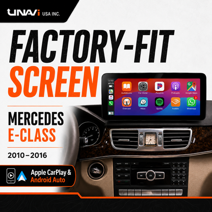 UNAVI Factory-Fit Screen for 2010–2016 Mercedes-Benz E-Class | 12.3" Wireless CarPlay & Android Auto