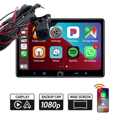 FHD Backup Camera & In-dash 10.1 inch Screen Installation Kit with CarPlay / Android Auto Radio Features - "Unavi AnyWay Go U-8802"