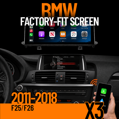 UNAVI Factory-Fit 10.25" / 12.3" Touch Screen Upgrade for 2011-2018 BMW X3 | Wireless Apple CarPlay & Android Auto (CIC / NBT)