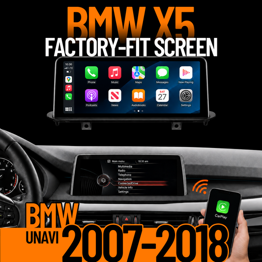 UNAVI Factory-Fit 10.25" / 12.3" Touch Screen Replacement for 2007-2018 BMW X5 | Wireless Apple CarPlay & Android Auto (CCC/CIC/NBT) - UNAVI USA, Inc.