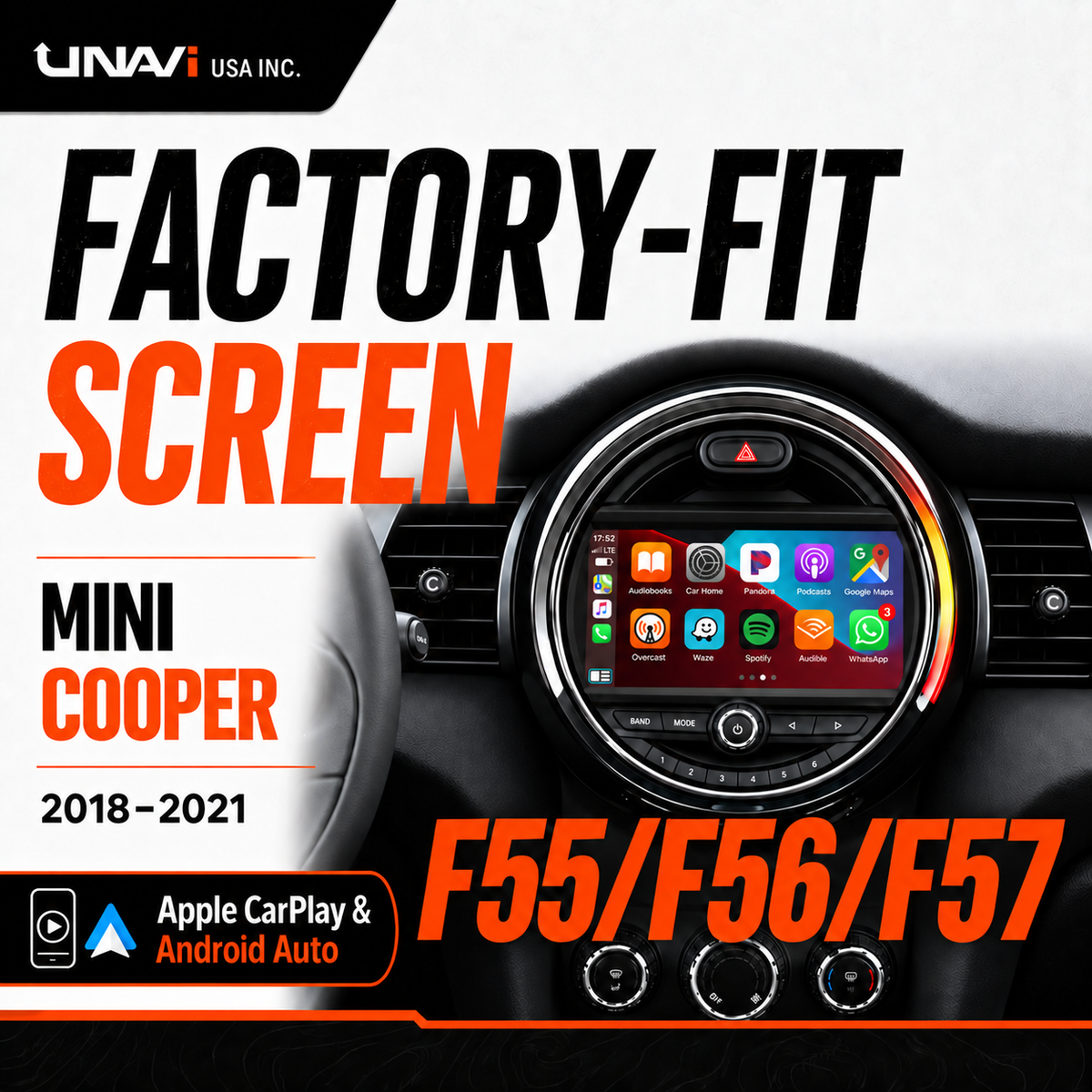 Unavi 9" Factory-Fit Screen for MINI Cooper R56/F55/F56/F57 (2007-2021) | Wireless CarPlay & Android Auto | CCC/CIC/NBT/EVO Type Retrofit