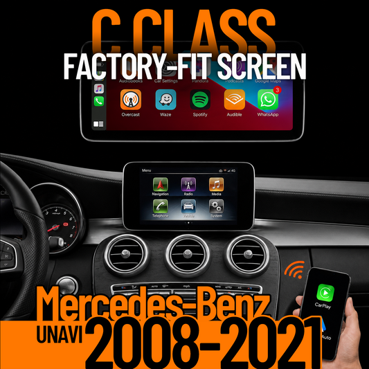 UNAVI Factory-Fit 10.25" / 12.3" Touch Screen Upgrade for 2008-2021 Mercedes-Benz C-Class | Wireless Apple CarPlay & Android Auto (NTG 4.0 / 4.5 / 5.0)