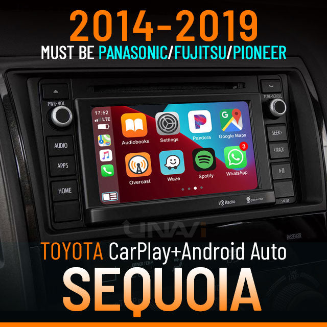 Autumn Sale | Apple CarPlay for 2014-2019 Toyota Sequoia | Wireless & Wired | CarPlay & Android Auto Upgrade Module / Adapter