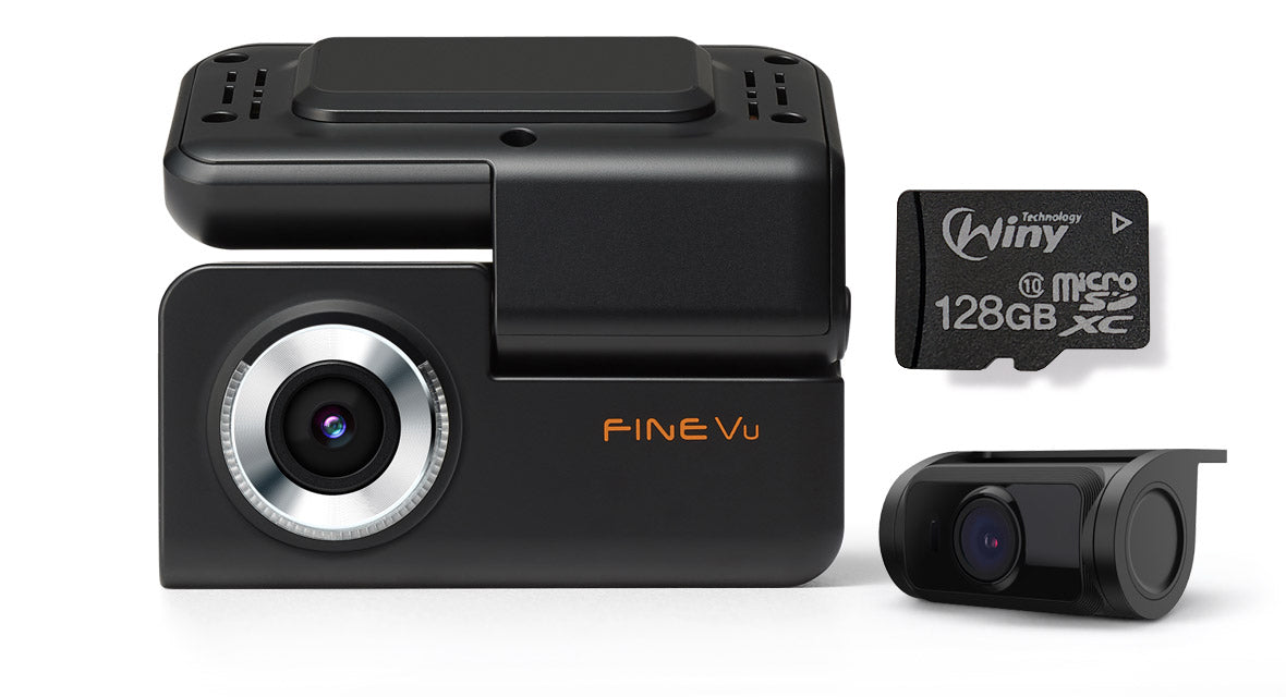 FineVu GX30 | 2 Channel Dash Cam | Full HD | GPS & WiFi built-in | 32 GB SD Card