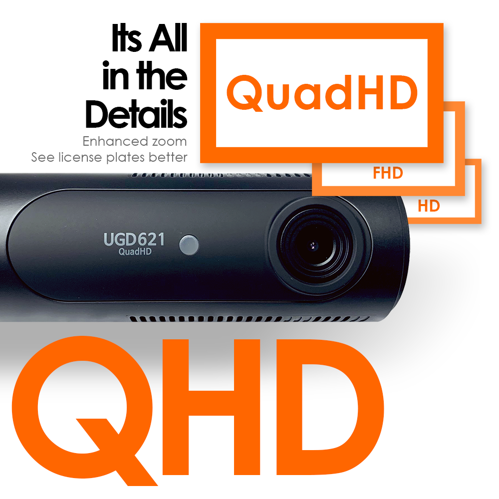 UNAVI UGD621 | 2 Channel Dash Cam | 2K QHD | Built-in Wi-Fi | GPS Compatible | 32 GB SD Card - UNAVI USA, Inc.