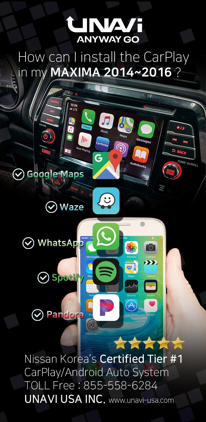 Indigenous Peoples' Day Sale : Apple CarPlay for Nissan Maxima 2016-2017 | Wired & Wireless | CarPlay & Android Auto Update Module