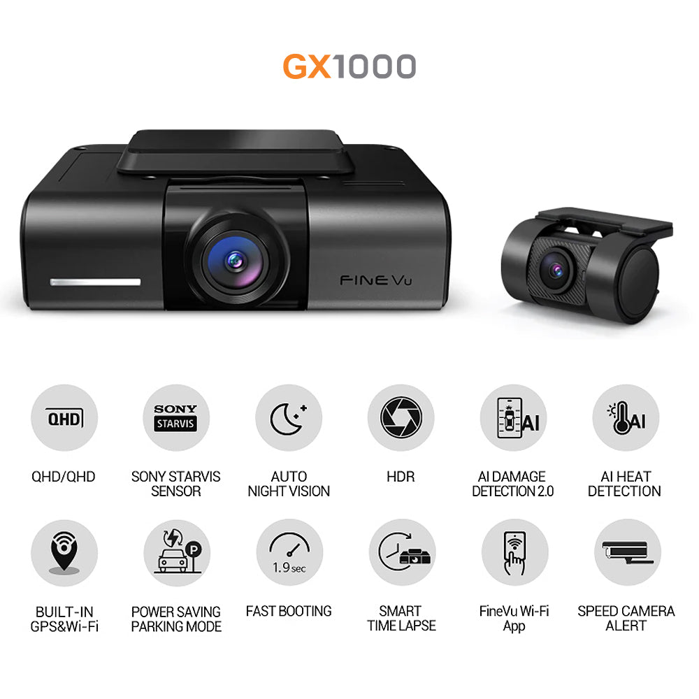 Presidents Day Sale: Unavi FineVu GX1000 | 2 Channel Dash Cam | 2K QHD | GPS & WiFi built-in | Up to 256GB SD Card