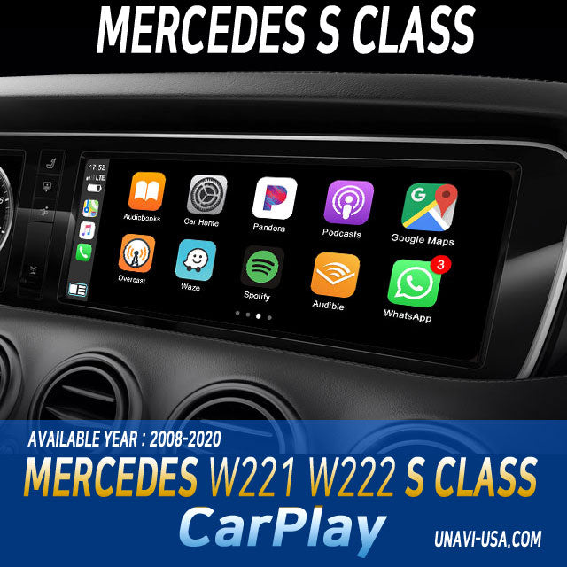 Memorial Day Sale | Apple CarPlay for 2008-2020 Mercedes Benz S Class | Wireless & Wired | CarPlay & Android Auto Upgrade Module / Adapter